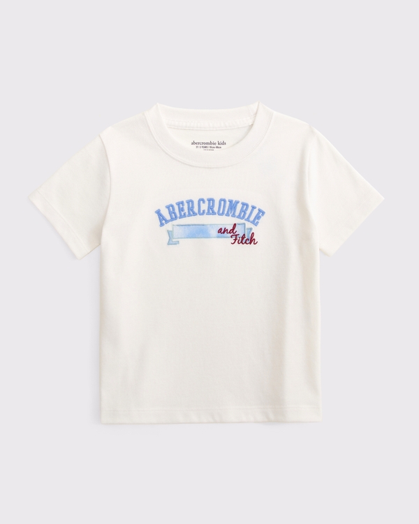 toddler embroidered logo tee, Cream view 1