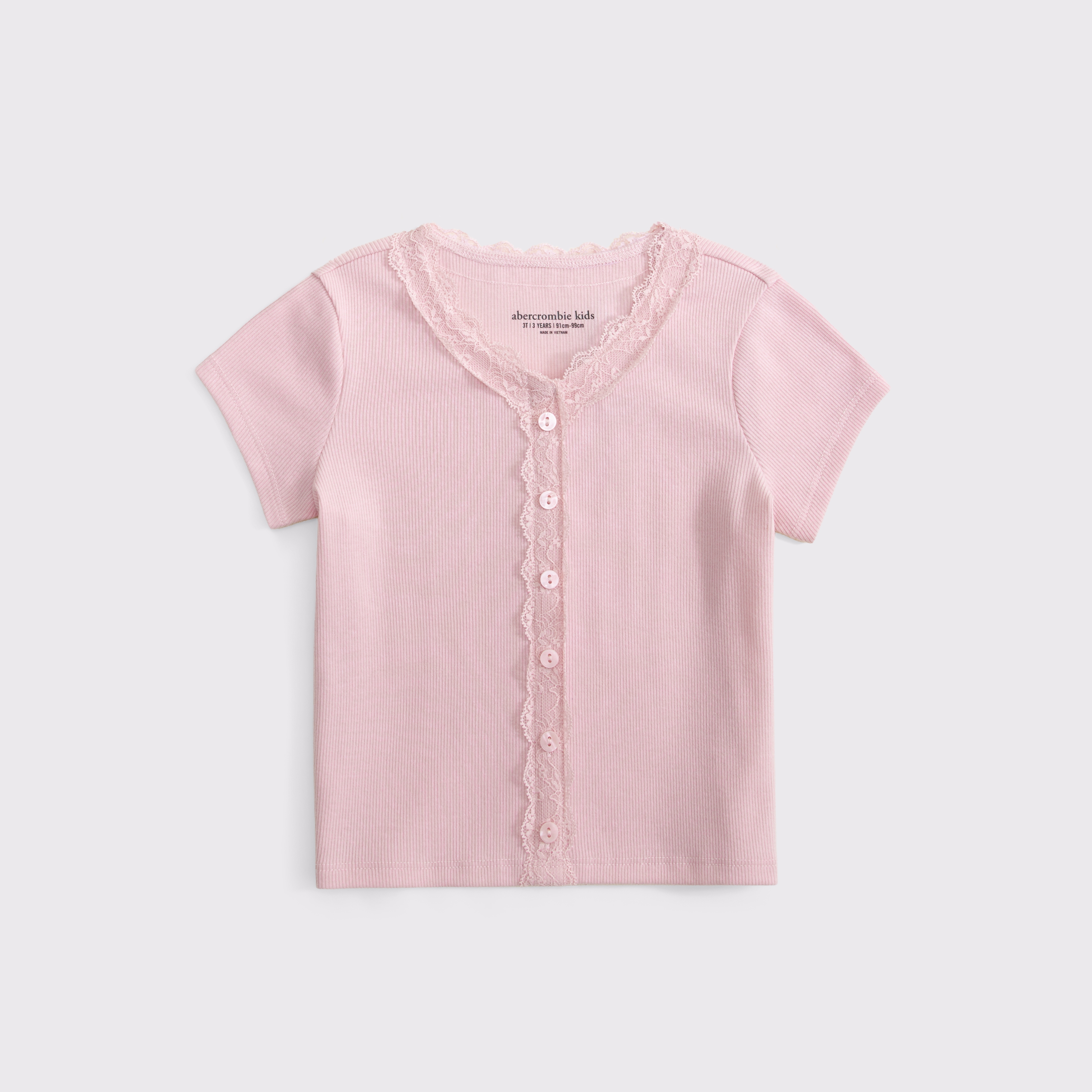 Рубашка Abercrombie & Fitch Lace-trim button для малышей, цвет: Розовый