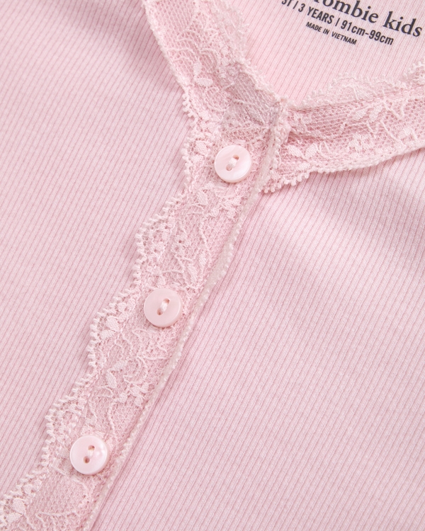 toddler lace-trim button shirt, Baby Pink view 2