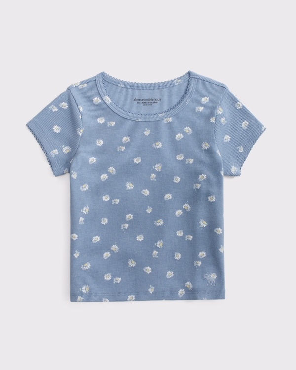 toddler lace-trim tee, Blue Pattern view 1