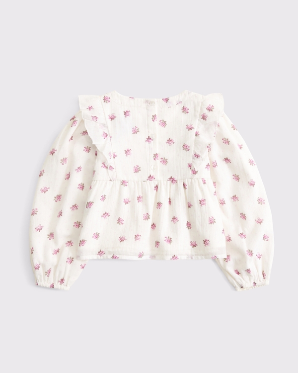 toddler long-sleeve ruffle top, Cream Pattern view 2