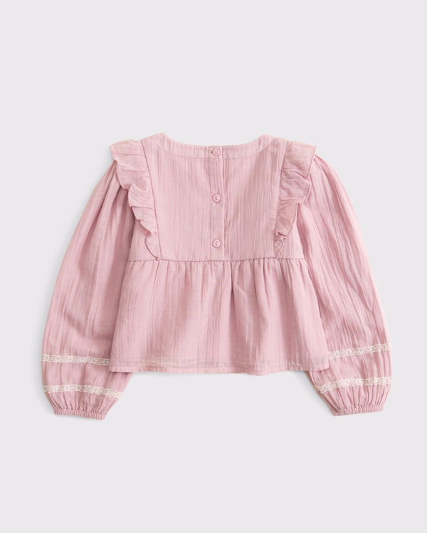 toddler long-sleeve ruffle top, Pinky Mauve view 2
