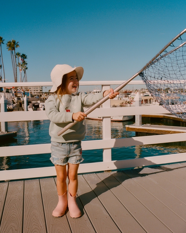 toddler embroidered denim shorts, Light Wash view 1