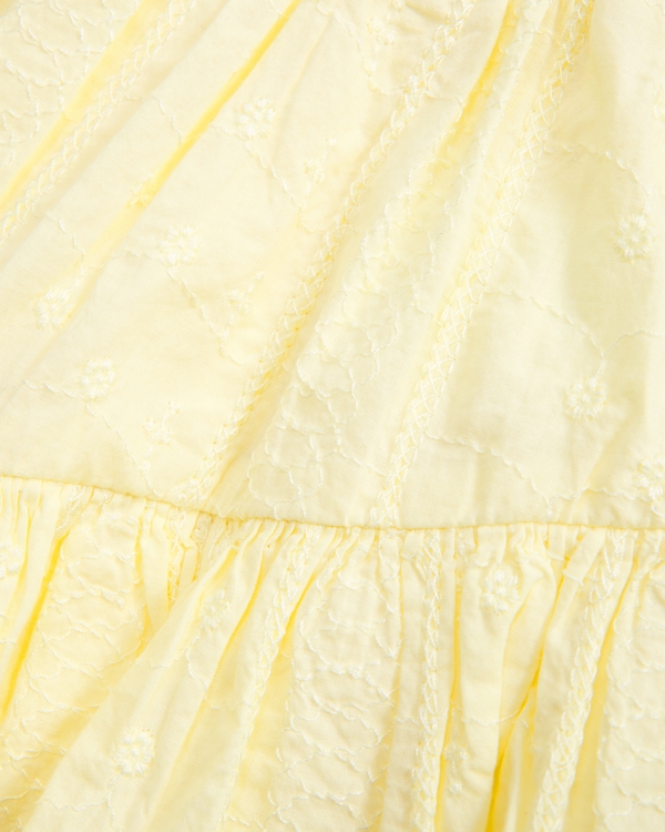 toddler smocked waistband ruffle eyelet skort, Light Yellow view 2