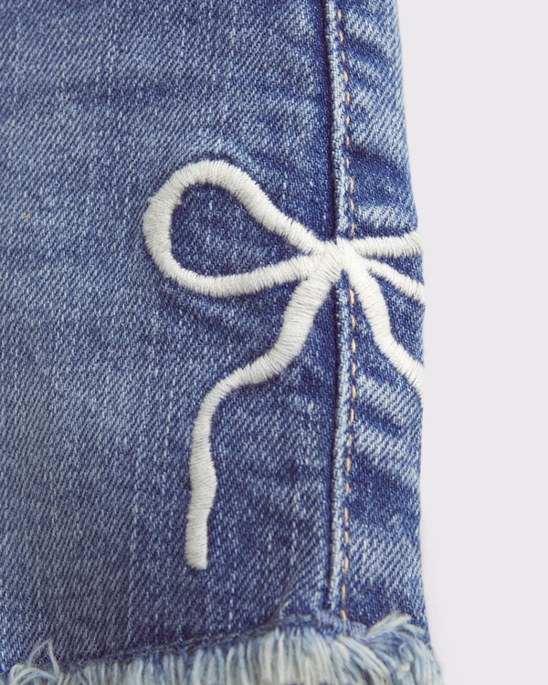 toddler embroidered denim shorts, Medium Wash view 2