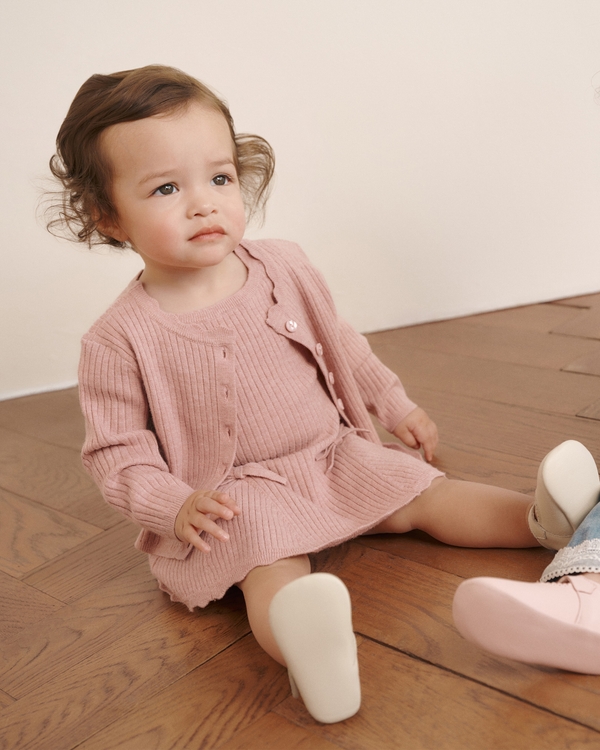 baby rib sweater dress and cardigan set