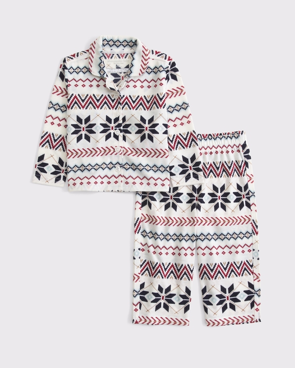 baby pant pajama set, White Fair Isle Print view 2