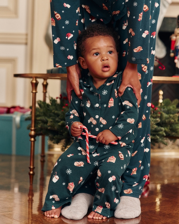 baby pant pajama set, Green Breakfast Print view 1