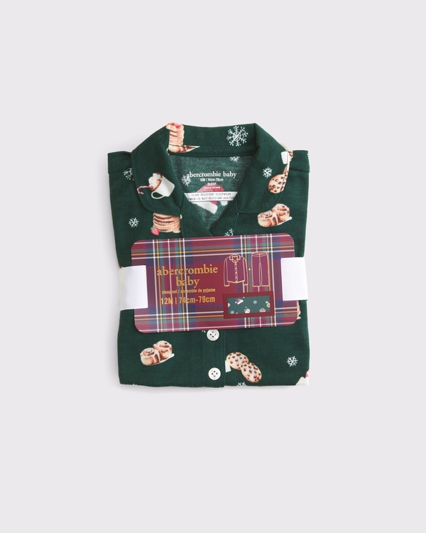 baby pant pajama set, Green Breakfast Print view 2