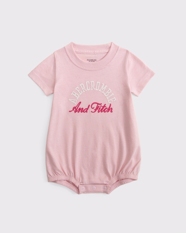 baby logo graphic bubble romper, Baby Pink view 1