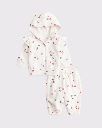 baby flutter sleeve icon full-zip hoodie set