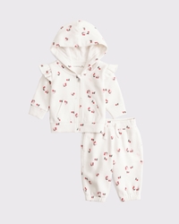 baby flutter sleeve icon full-zip hoodie set