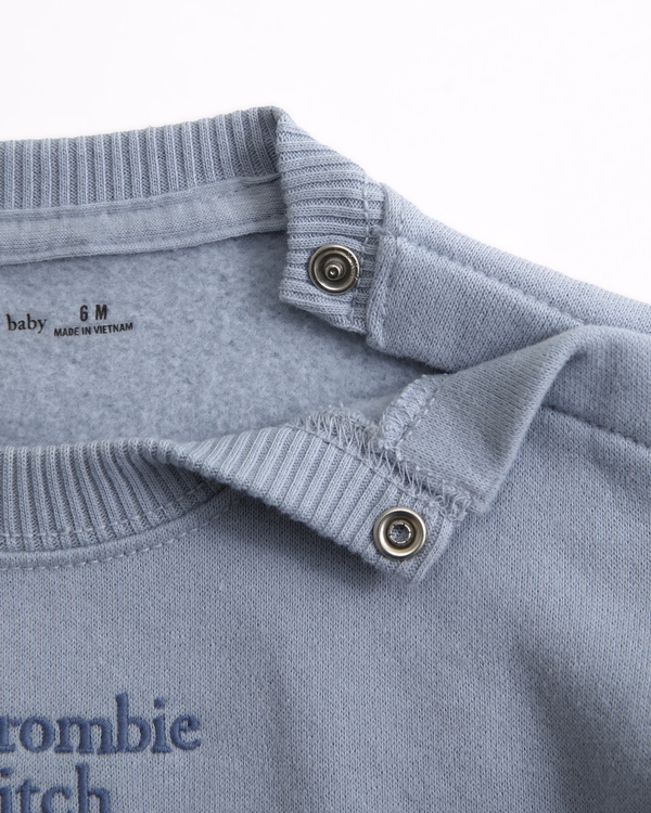 baby essential logo crew sweatshirt set, Blue Gray view 2