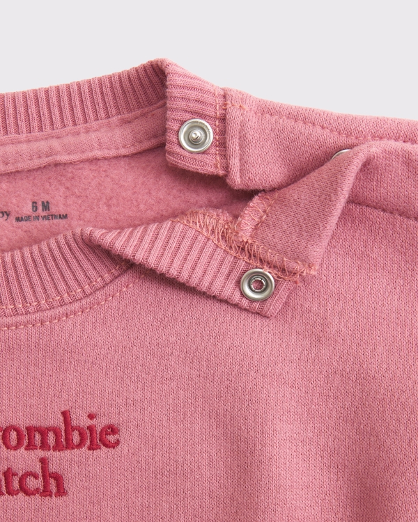 baby essential logo crew sweatshirt set, Dusty Rose view 2