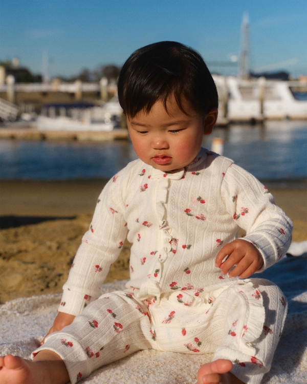 baby essential icon one-piece, Cream Cherry Print view 1