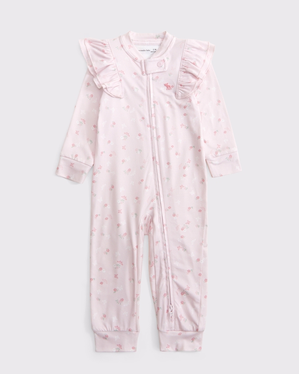 baby ruffle icon one-piece, Ballet Pink Pattern view 1