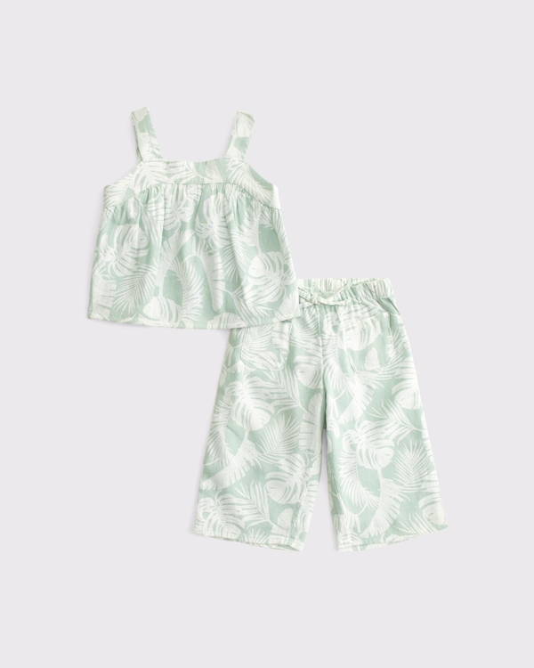 baby squareneck tank & pants set, Sea Gray Pattern view 1