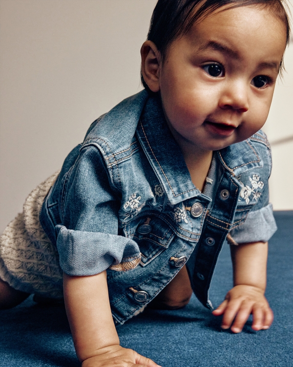 baby embroidered denim jacket, Medium Embroidery view 1