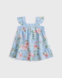 baby lace-trim flutter sleeve dress