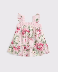 baby lace-trim flutter sleeve dress