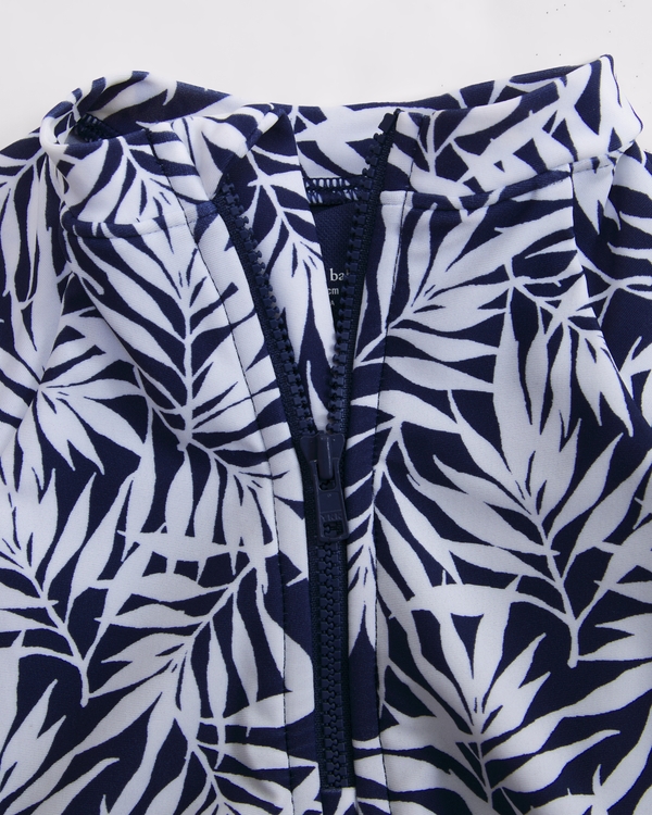 baby long-sleeve one-piece swimsuit set, Navy Print view 2