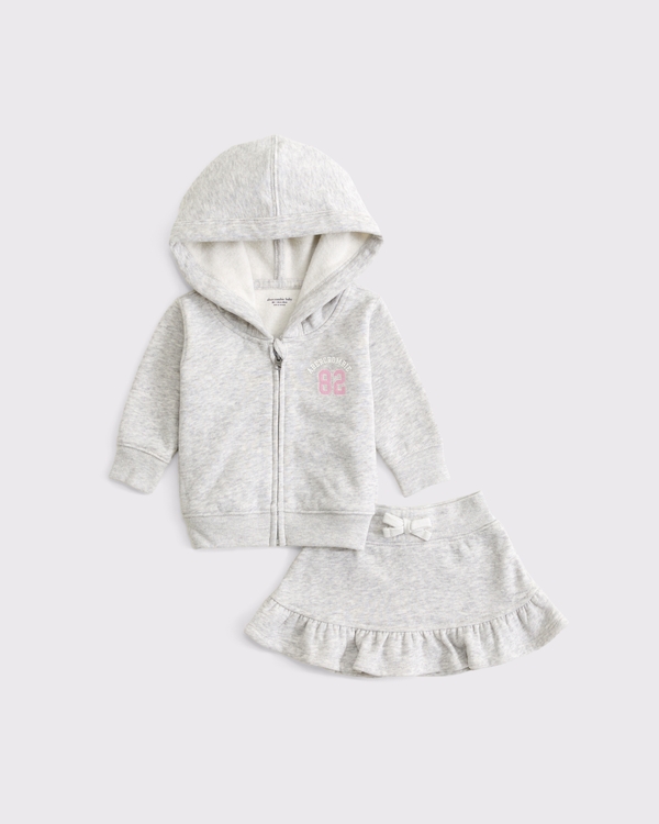 baby fleece skirt set, Light Gray view 1