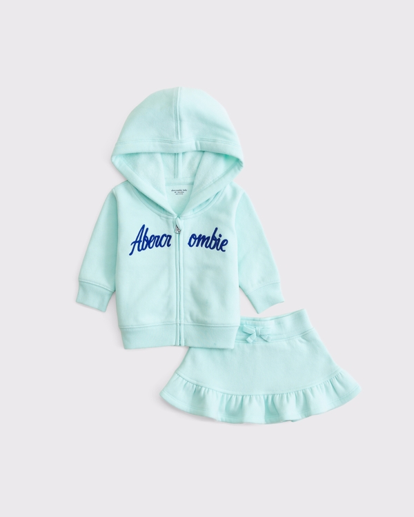 baby fleece skirt set, Turquoise view 1
