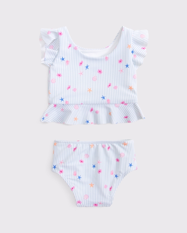 baby two-piece swimsuit, Light Blue Stripe Pattern view 2