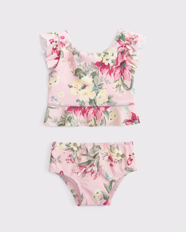 baby two-piece swimsuit, Pink Floral view 1