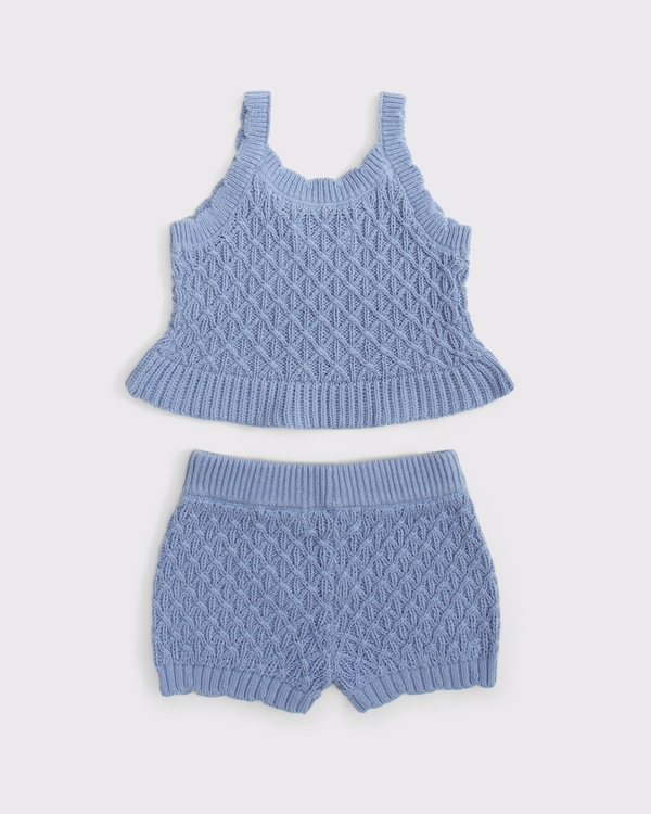 baby knit eyelet set, Blue view 2