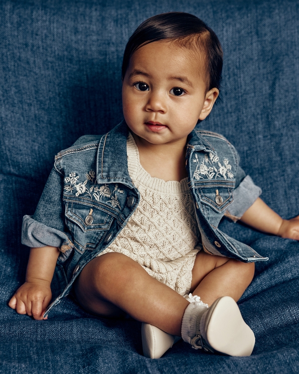 baby knit eyelet set, Oatmeal view 1