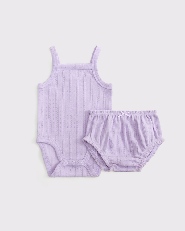 baby pointelle bodysuit set, Lavender Haze view 1