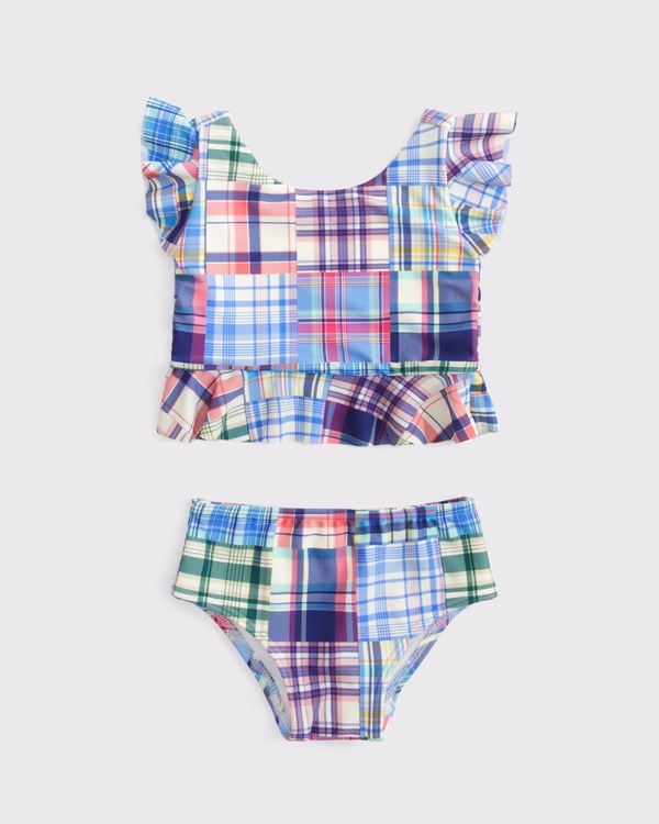 baby two-piece swimsuit, Blue Plaid view 1
