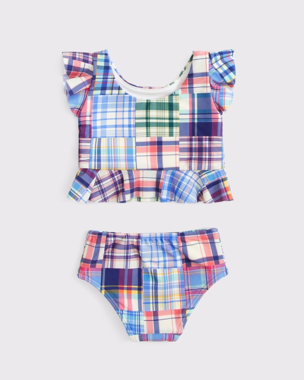 baby two-piece swimsuit, Blue Plaid view 2