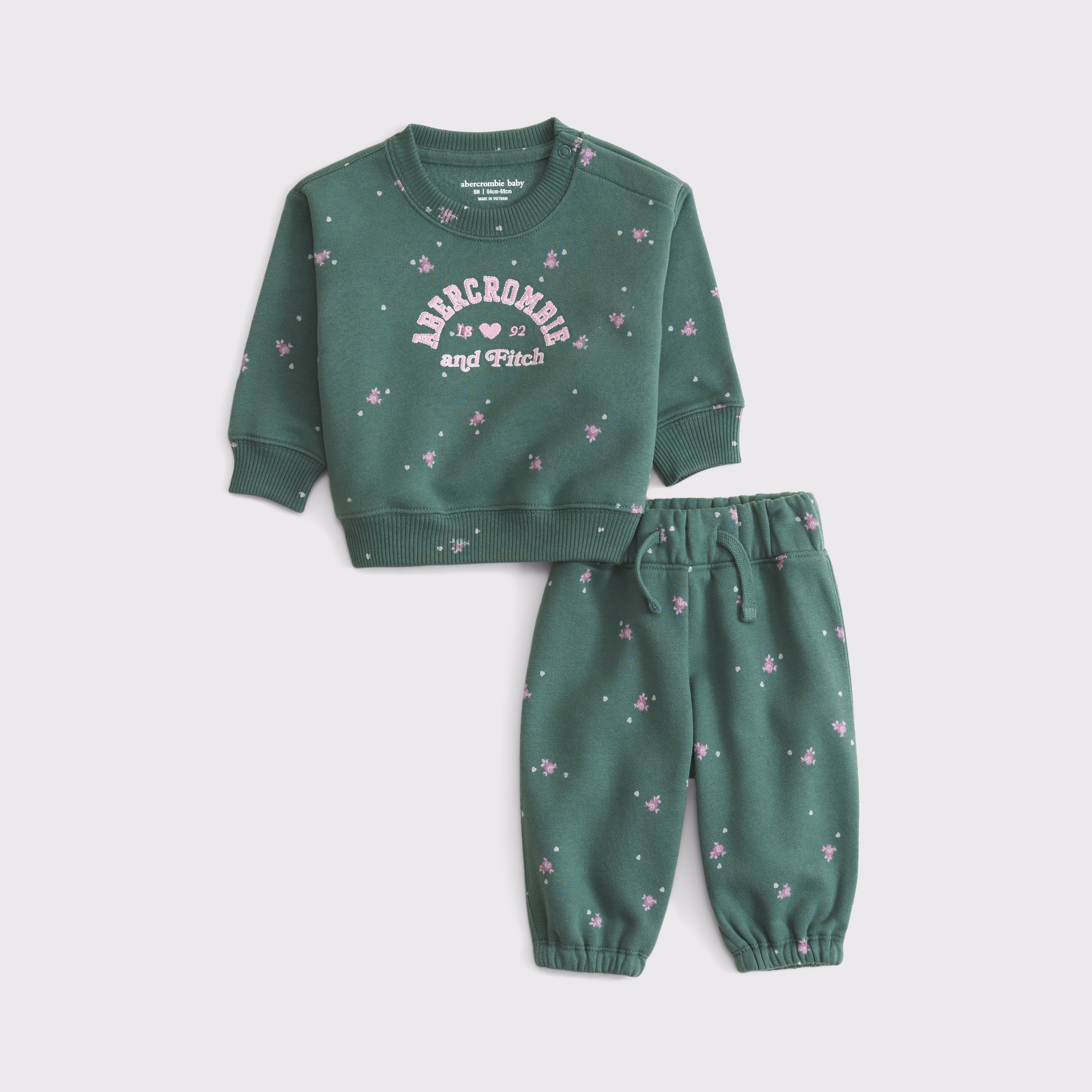 Abercrombie & Fitch Kids' Baby Graphic Logo Set In Green Floral