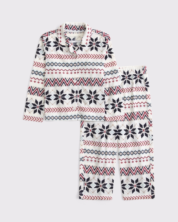 toddler pant pajama set, White Fair Isle Print view 2