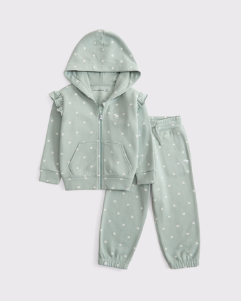 toddler flutter sleeve icon full-zip hoodie set
