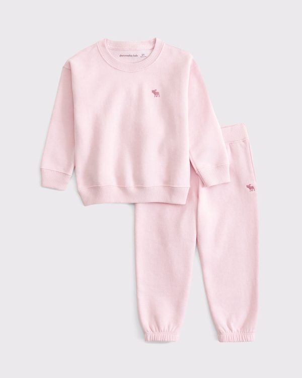 toddler essential icon crew sweatshirt set, Ballet Pink view 1