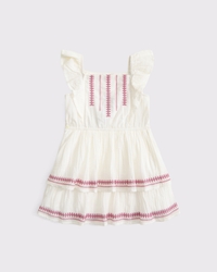 toddler embroidered flutter sleeve tiered dress