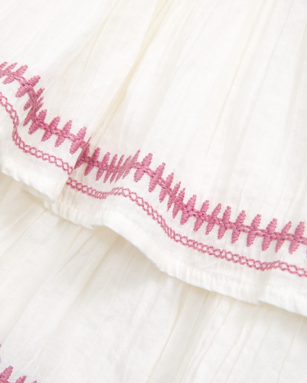 toddler embroidered flutter sleeve tiered dress, Cream view 2
