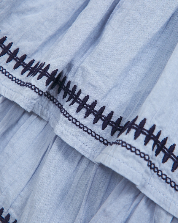 toddler embroidered flutter sleeve tiered dress, Blue Gray view 2