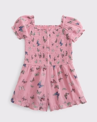 toddler smocked button-through romper