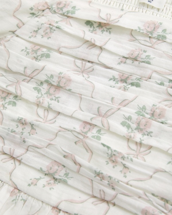 toddler emerson puff sleeve dress, Cream Print view 2