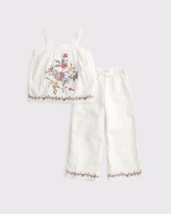 toddler embroidered squareneck tank & pants set