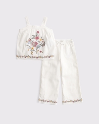 toddler embroidered squareneck tank & pants set