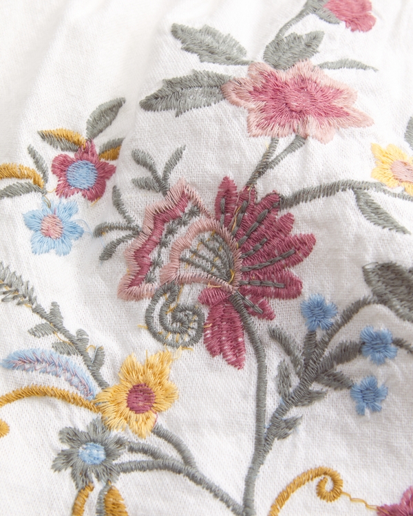 toddler embroidered squareneck tank & pants set, Cream Floral view 2