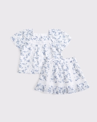 toddler pleated lace-trim top and skort set