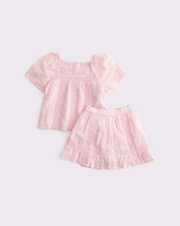 toddler pleated lace-trim top and skort set, Ballet Pink view 1