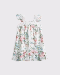 toddler lace-trim flutter sleeve dress