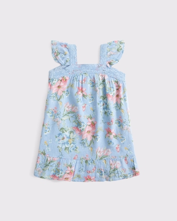 toddler lace-trim flutter sleeve dress